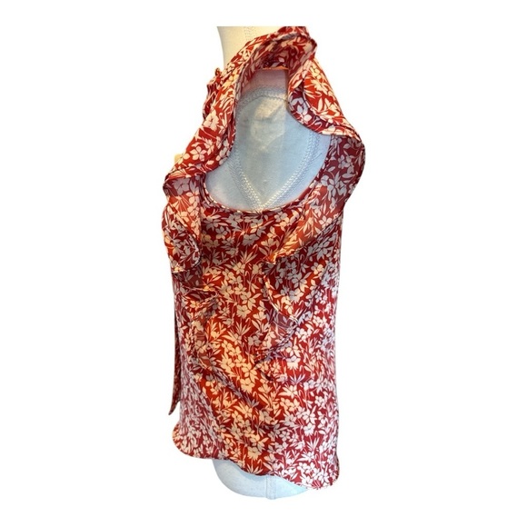 Lauren Ralph Lauren Whimsical Floral Print Crepe Top Sz XS Petite Ruffles - Picture 7 of 11